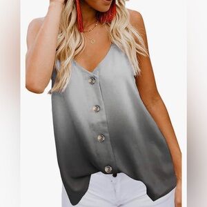 Gray Ombré Button Down Tank Top Small Like New